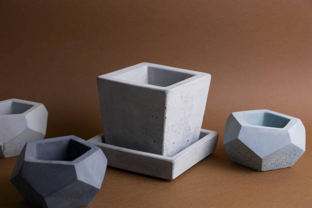 Organic shaped concrete vase